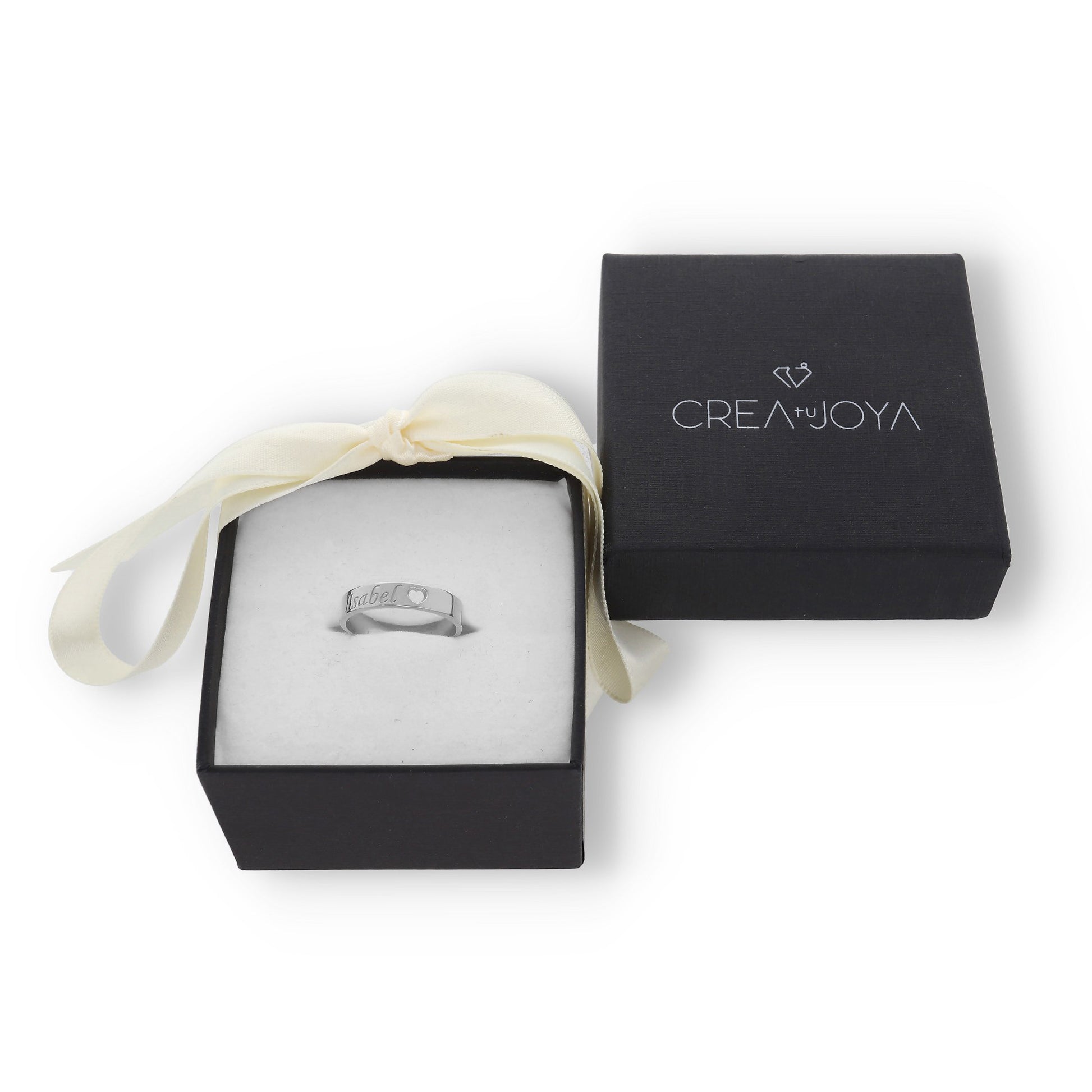 Anillo Enma Corazón calado y nombre en Plata 925