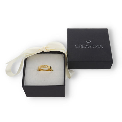 Anillo Enma Corazón calado y nombre en Plata 925 y Baño Oro 18k