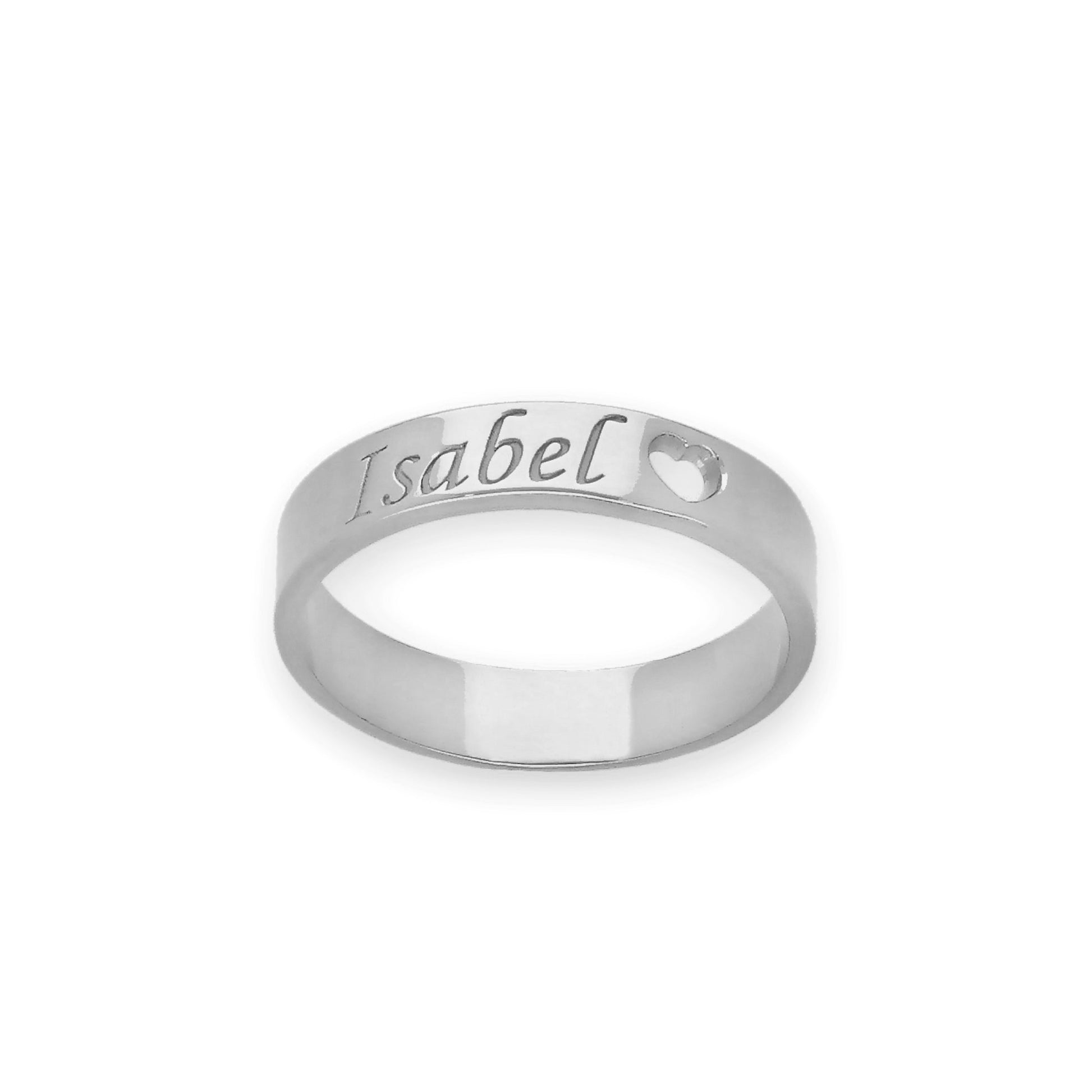 Anillo Enma Corazón calado y nombre en Plata 925 y Baño Oro 18k