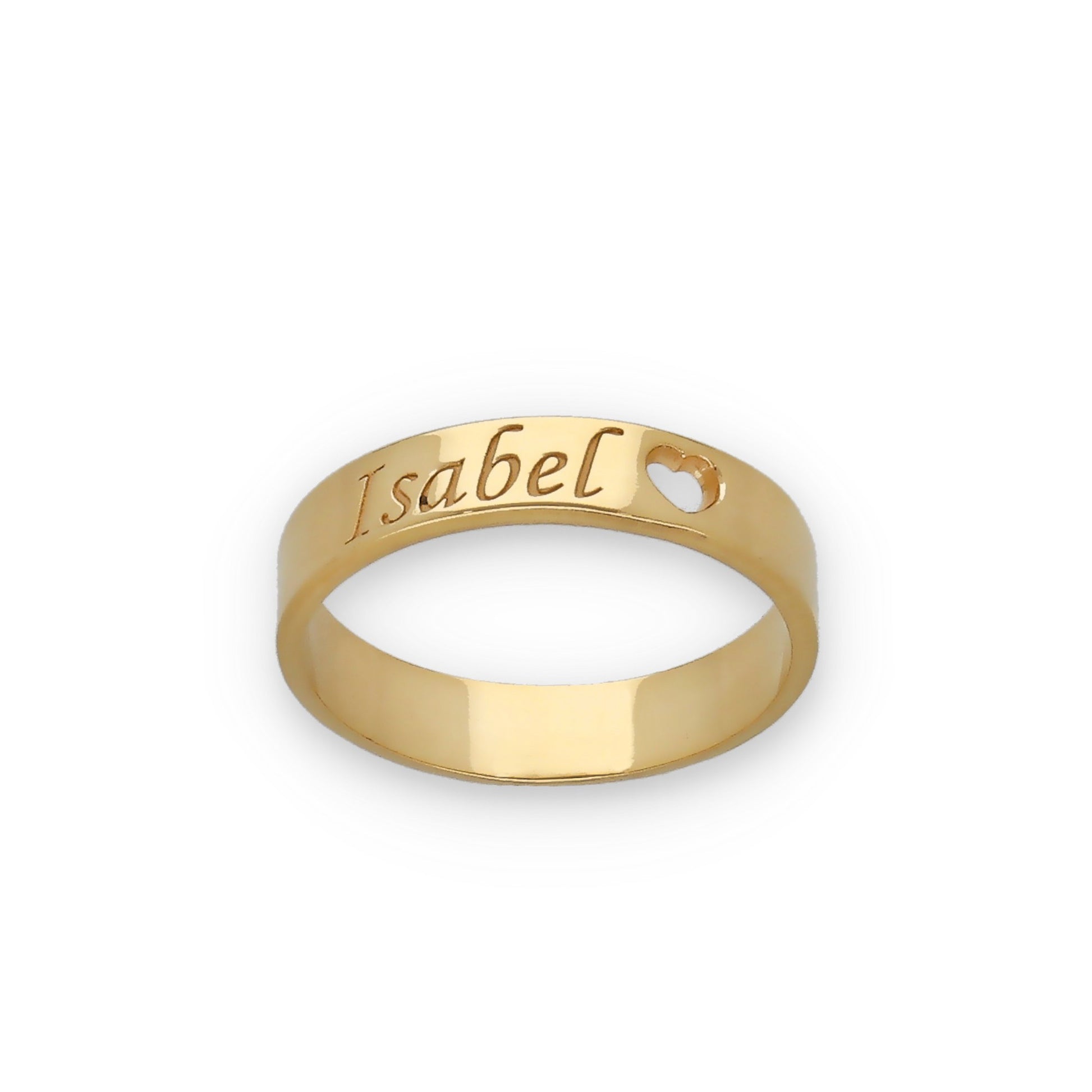 Anillo Enma Corazón calado y nombre en Plata 925 y Baño Oro rosa 18k