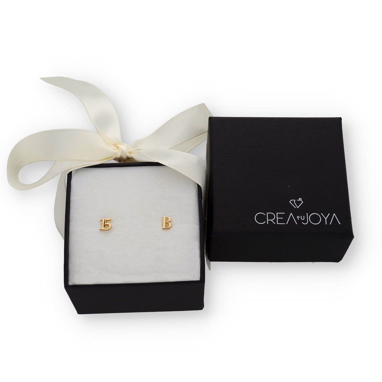 Pendientes Juliet Inicial y Número en Plata 925 y Baño Oro 18k