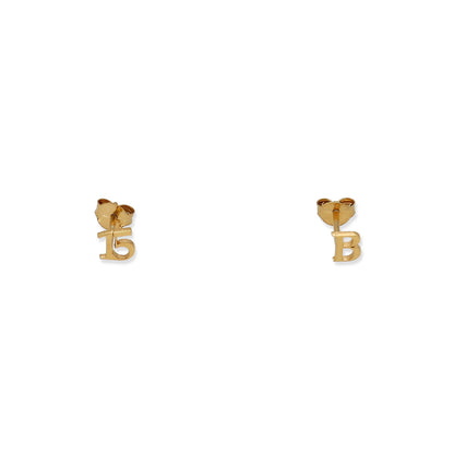 Pendientes Juliet Inicial y Número en Plata 925 y Baño Oro 18k