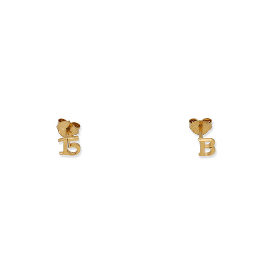 Pendientes Juliet Inicial y Número en Plata 925 y Baño Oro 18k