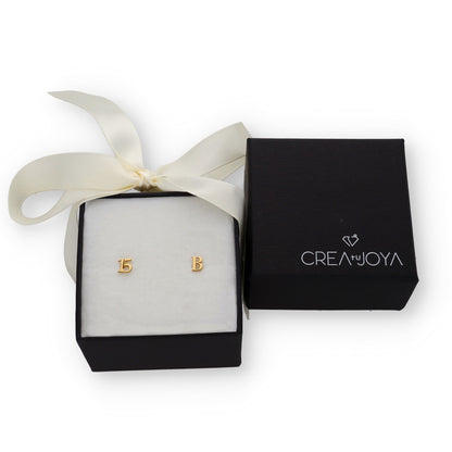 Pendientes Juliet Inicial y Número en Plata 925 y Baño Oro rosa 18k