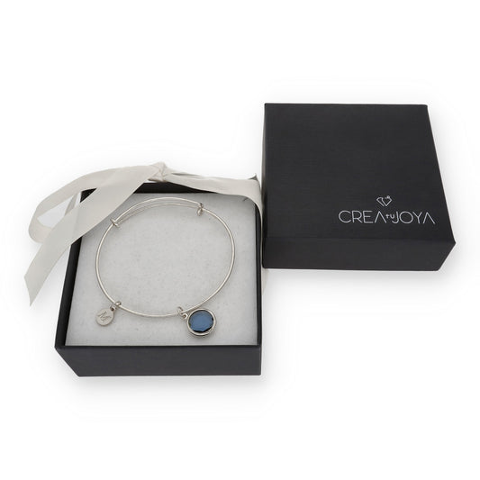 Pulsera Olinda rígida Dije Inicial y piedra color en Plata 925