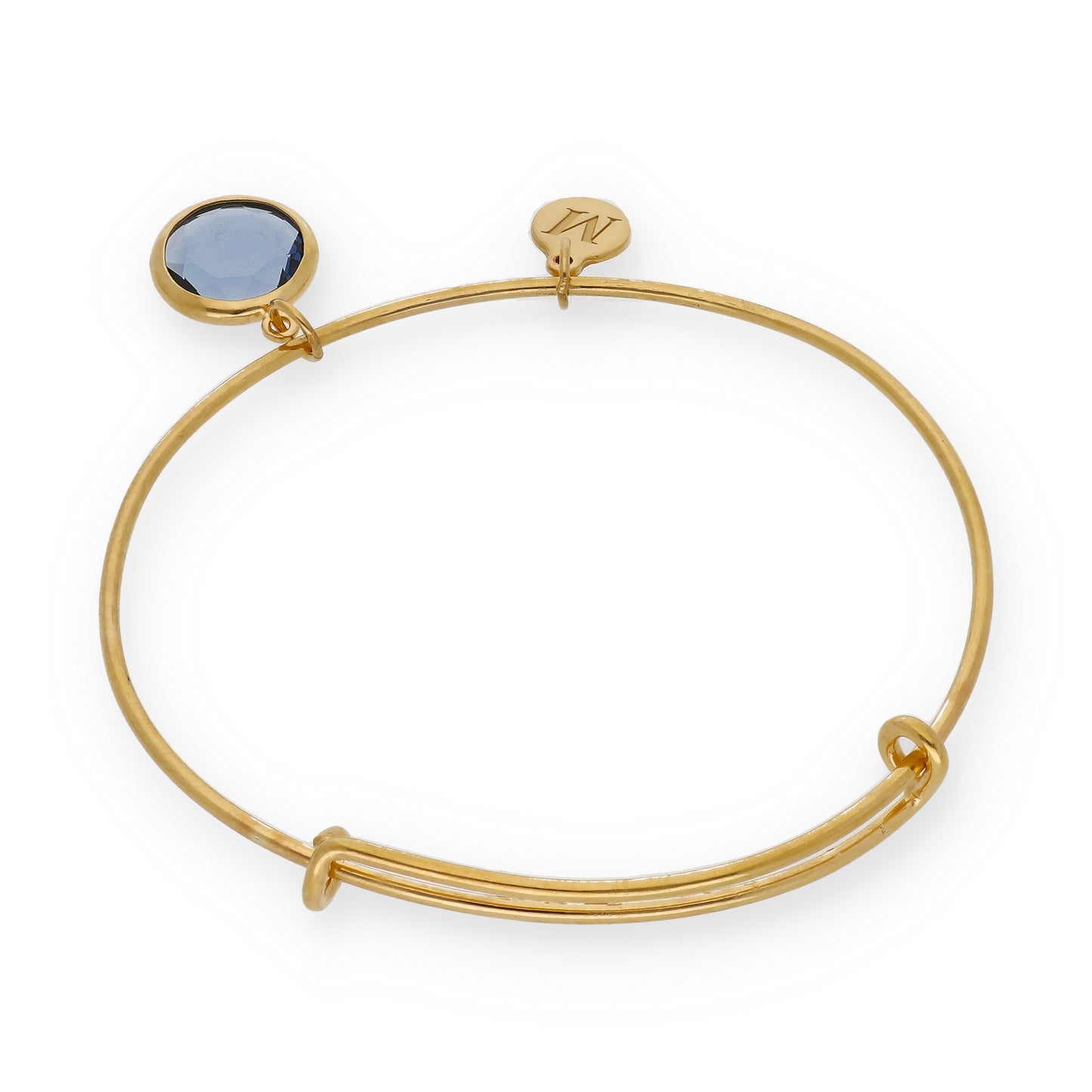 Pulsera Olinda rígida Dije Inicial y piedra color en Plata 925