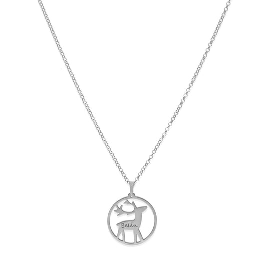 Colgante Reno Nombre en Plata 925 y Baño Oro rosa 18k