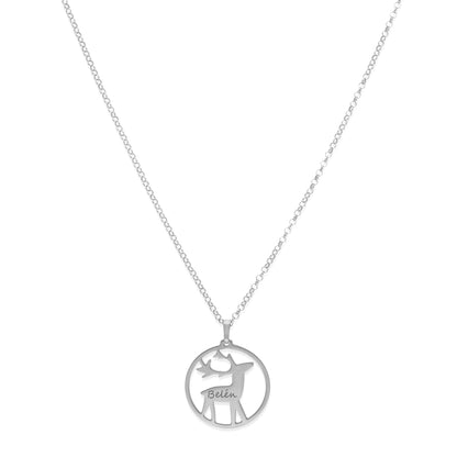 Colgante Reno Nombre en Plata 925 y Baño Oro rosa 18k