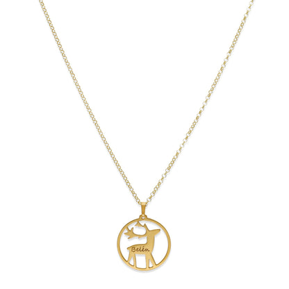 Colgante Reno Nombre en Plata 925 y Baño Oro rosa 18k