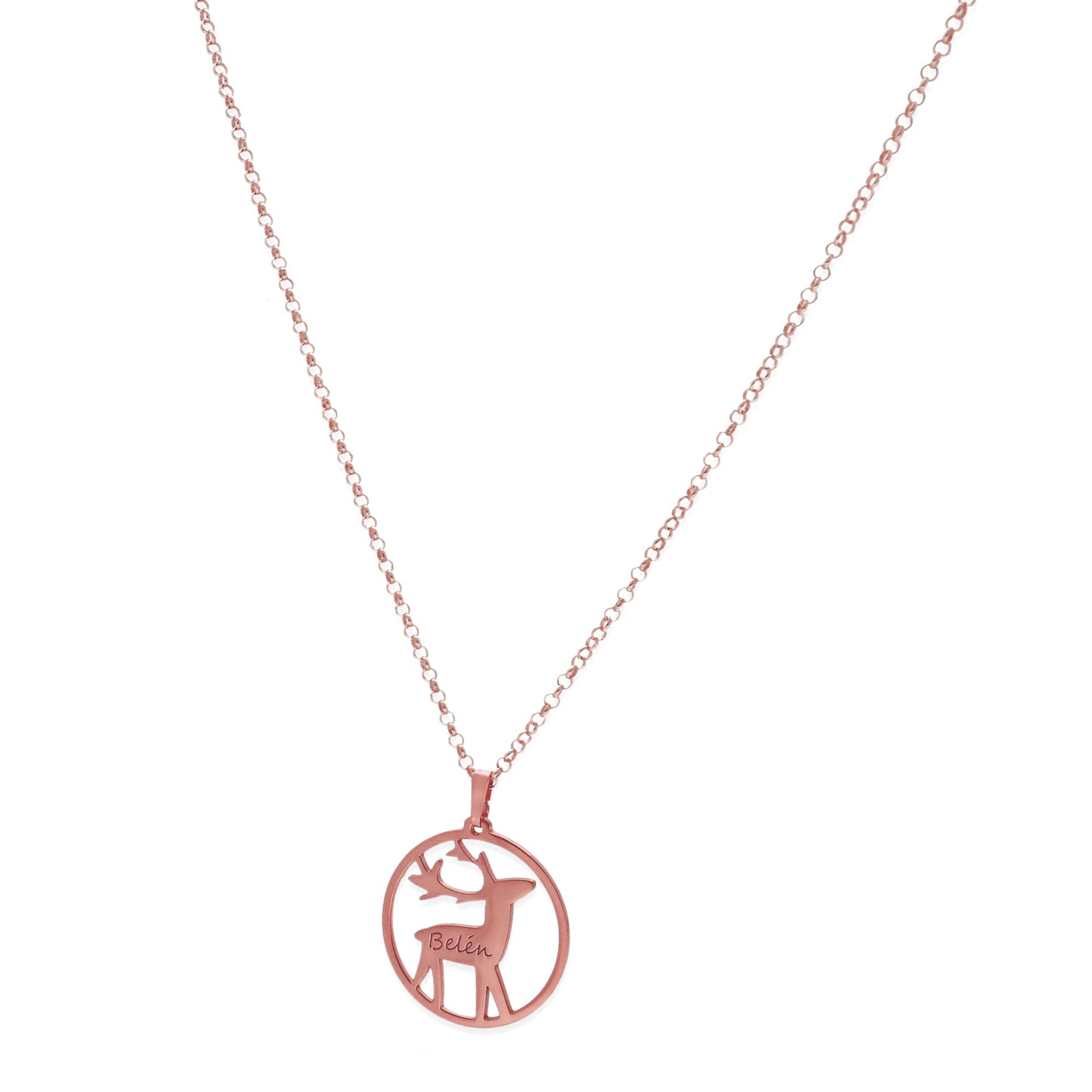 Colgante Reno Nombre en Plata 925 y Baño Oro rosa 18k
