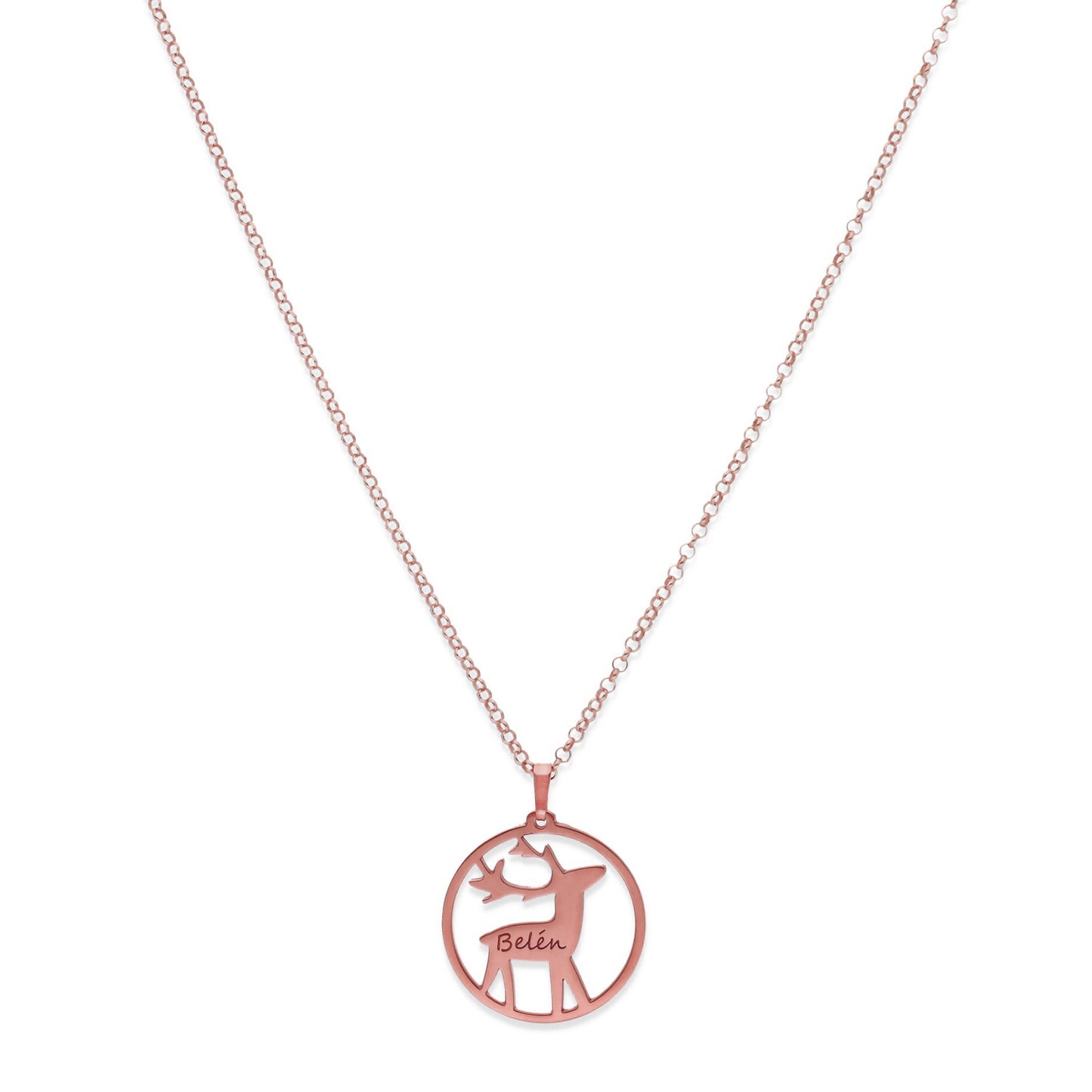 Colgante Reno Nombre en Plata 925 y Baño Oro rosa 18k