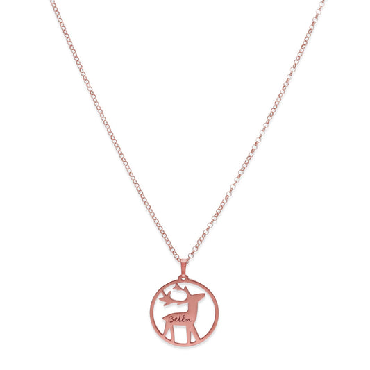 Colgante Reno Nombre en Plata 925 y Baño Oro rosa 18k