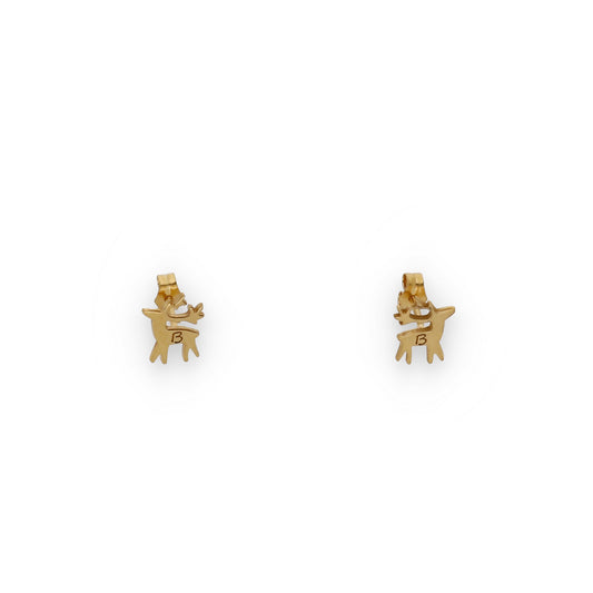 Pendientes Reno Inicial en Plata de Ley 925 y Baño Oro 18k