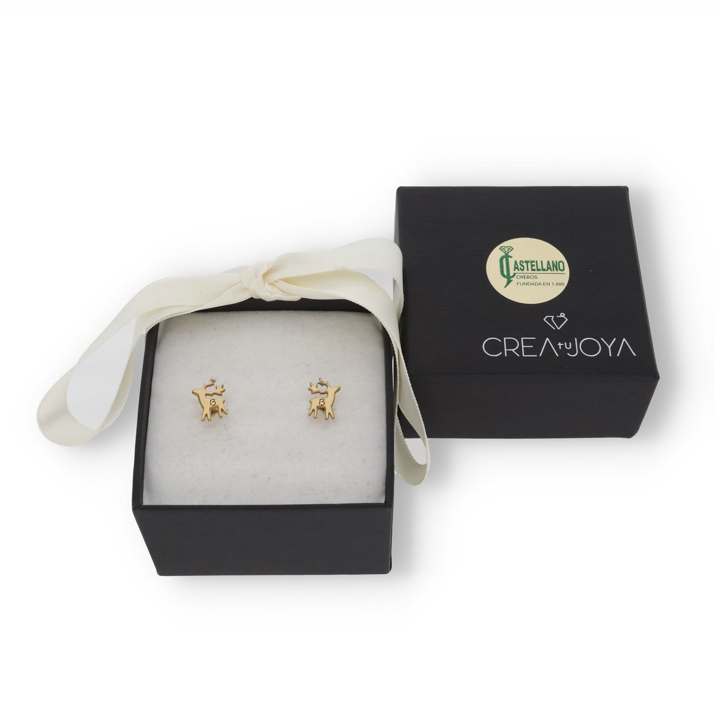 Pendientes Reno Inicial en Plata de Ley 925 y baño Oro rosa 18k