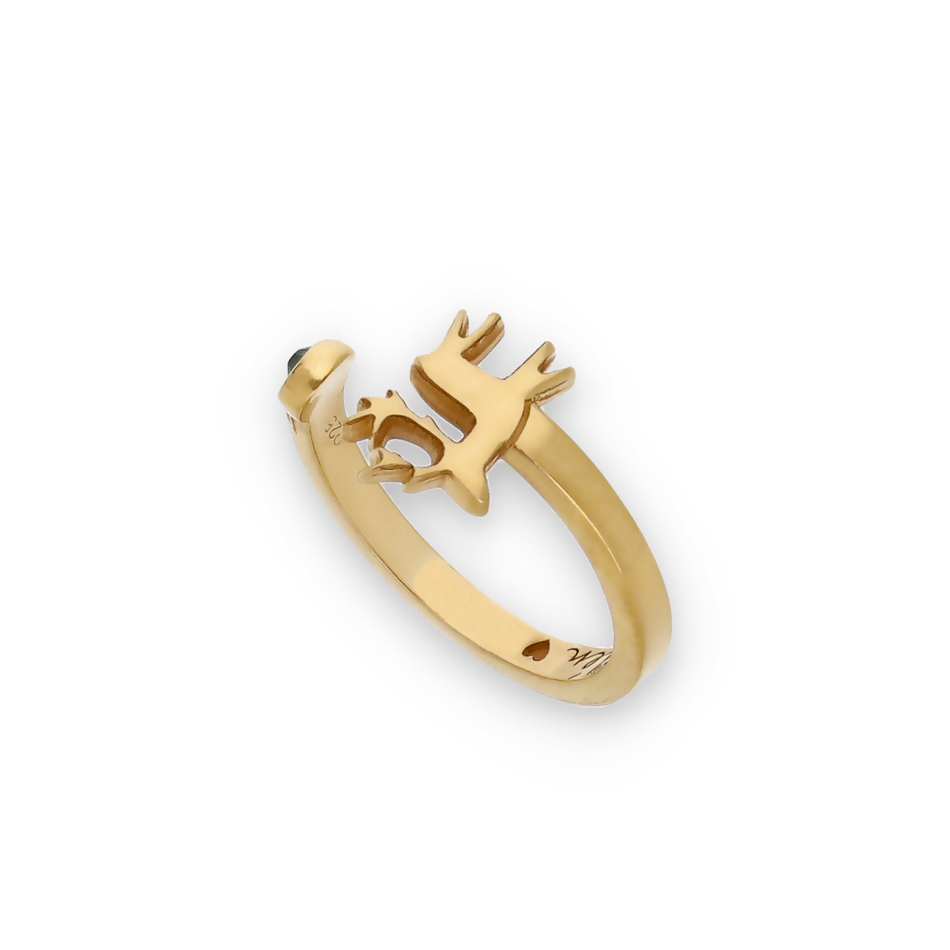 Anillo Reno Nombre y Piedra Color en Plata de Ley 925 y Baño Oro 18k