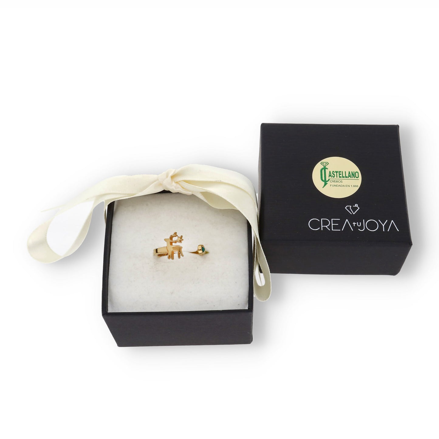 Anillo Reno Nombre y Piedra Color en Plata de Ley 925 y Baño Oro 18k