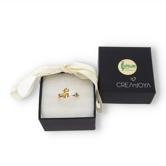 Anillo Reno Nombre y Piedra Color en Plata de Ley 925 y Baño Oro 18k