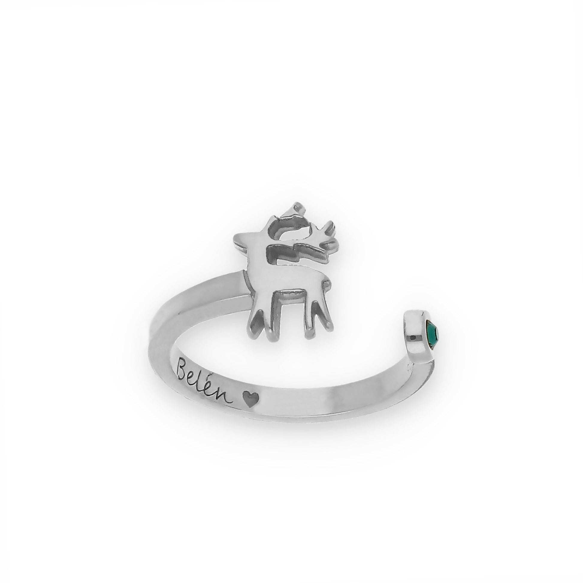 Anillo Reno Nombre y Piedra Color en Plata de Ley 925 y Baño Oro rosa 18k