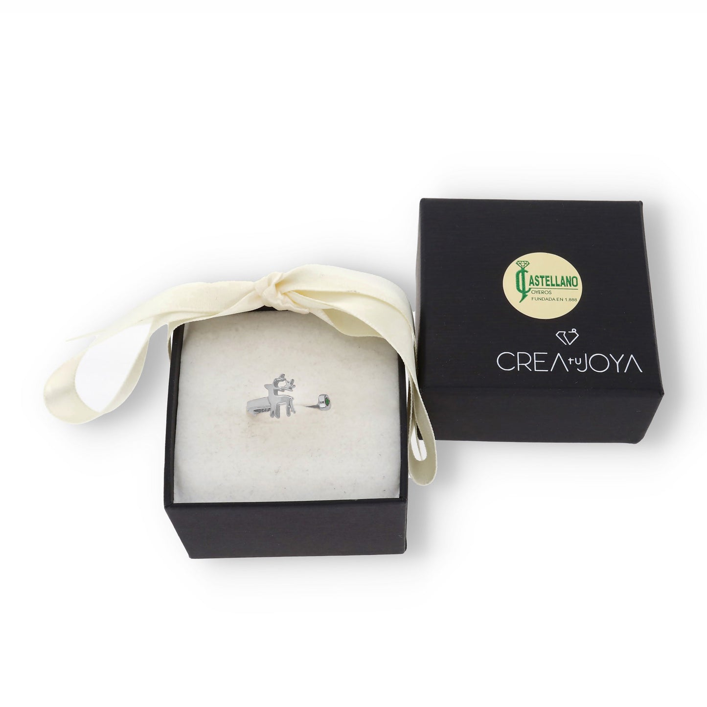 Anillo Reno Nombre y Piedra Color en Plata de Ley 925 y Baño Oro rosa 18k