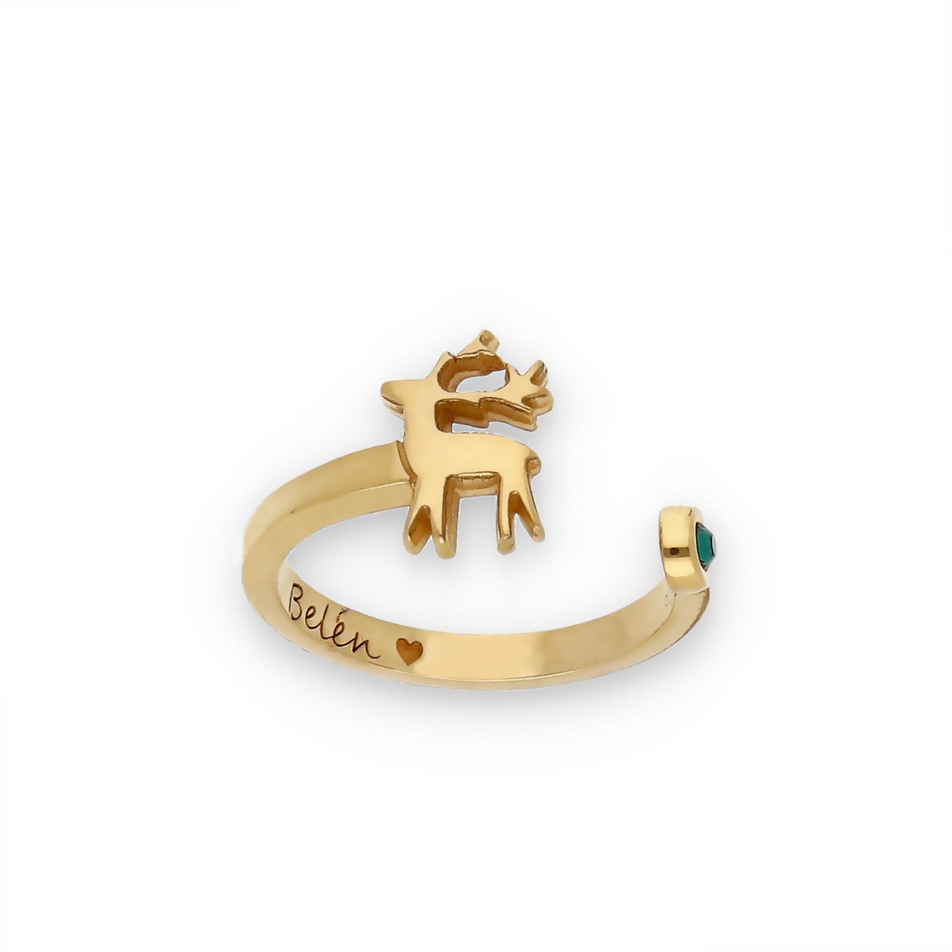Anillo Reno Nombre y Piedra Color en Plata de Ley 925 y Baño Oro rosa 18k