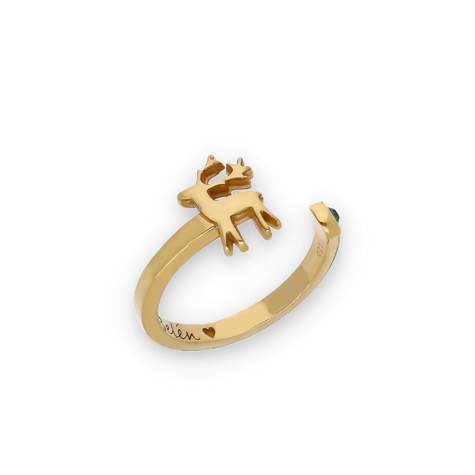 Anillo Reno Nombre y Piedra Color en Plata de Ley 925 y Baño Oro rosa 18k