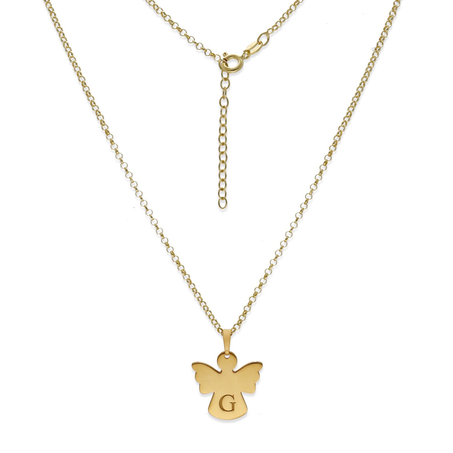 Colgante Ángel Inicial en Plata 925 y Baño Oro 18k