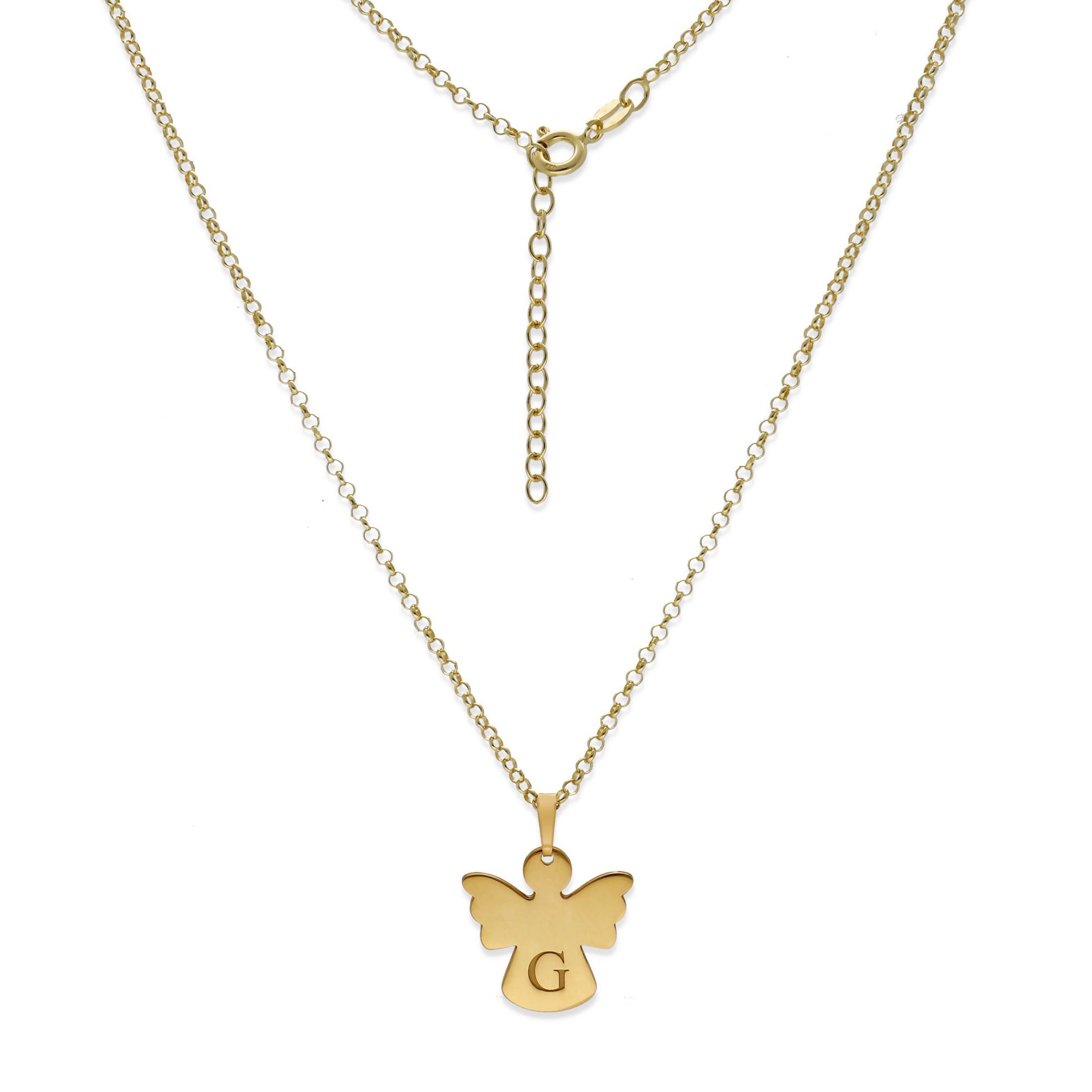 Colgante Ángel Inicial en Plata 925 y Baño Oro 18k