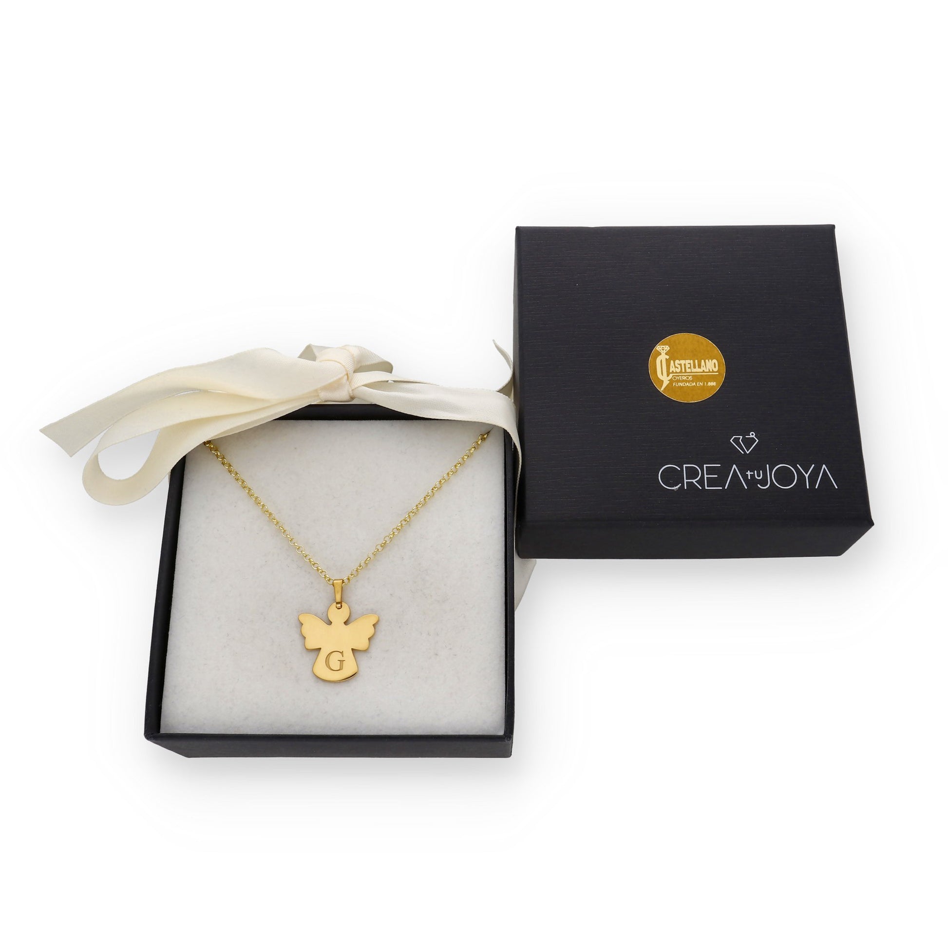 Colgante Ángel Inicial en Plata 925 y Baño Oro 18k