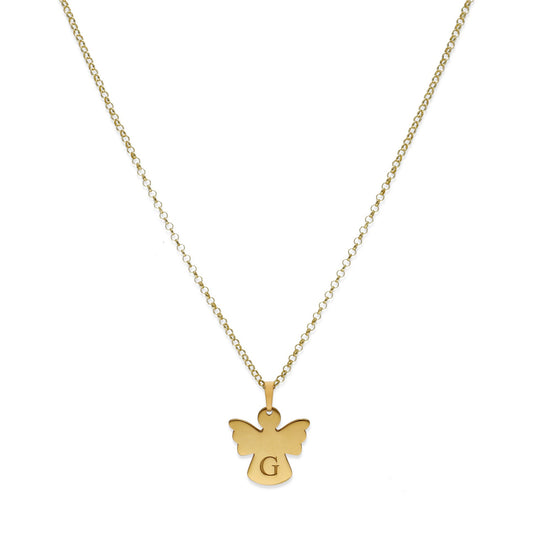 Colgante Ángel Inicial en Plata 925 y Baño Oro 18k