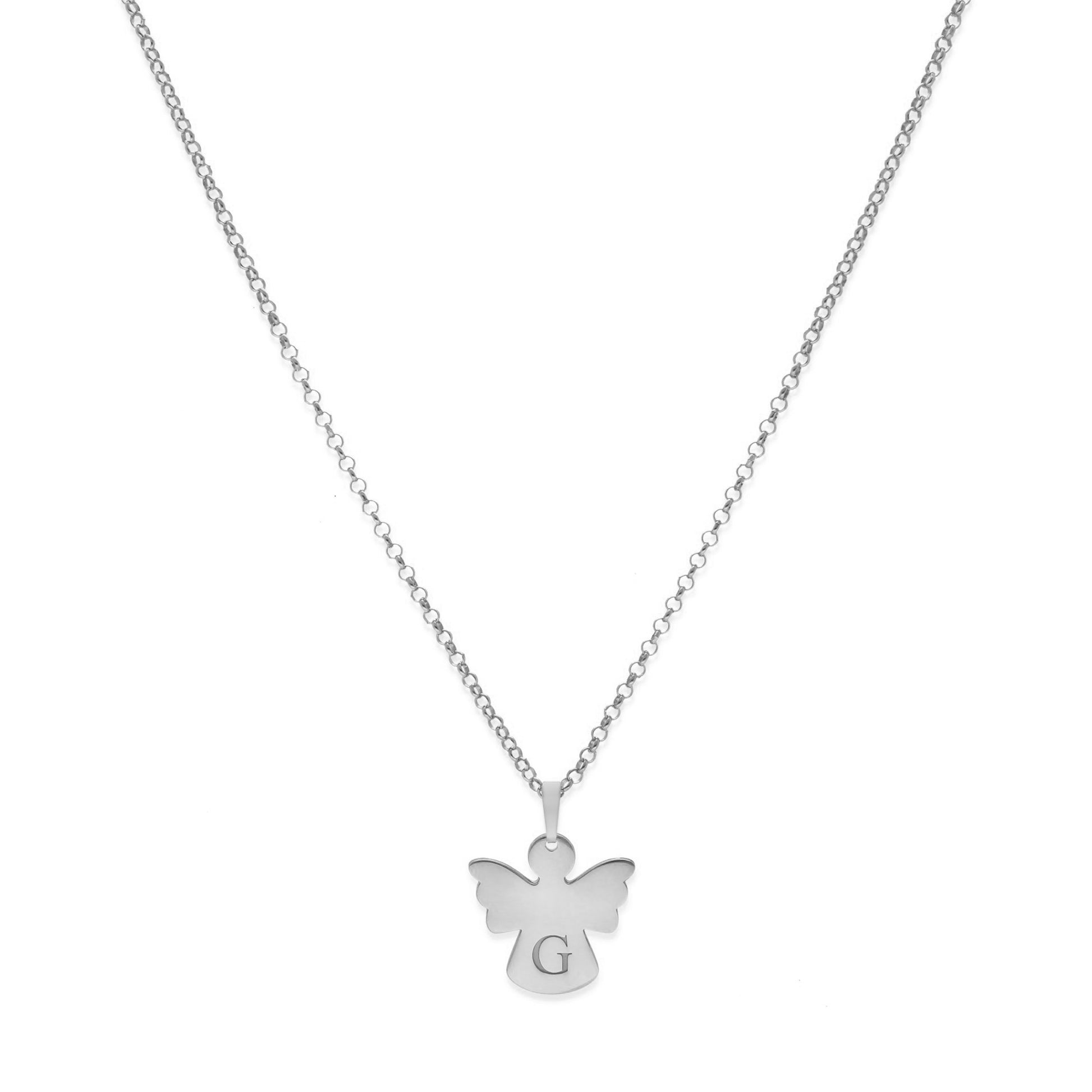 Colgante Ángel Inicial en Plata 925 y Baño Oro rosa 18k