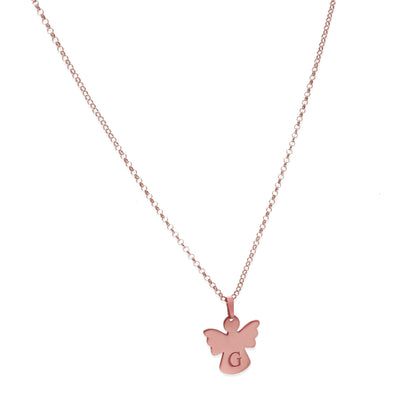 Colgante Ángel Inicial en Plata 925 y Baño Oro rosa 18k
