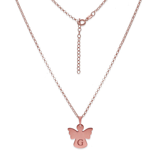 Colgante Ángel Inicial en Plata 925 y Baño Oro rosa 18k