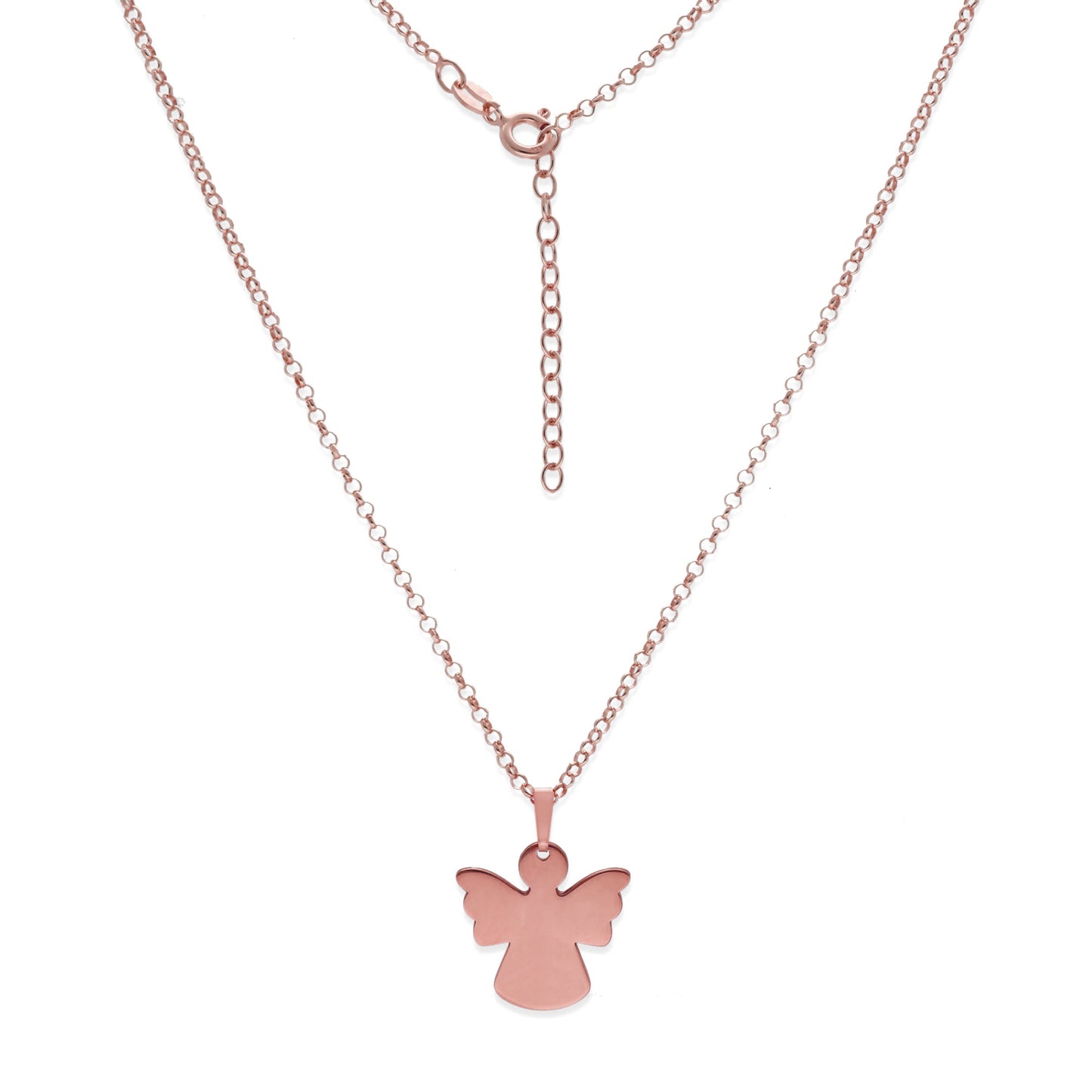 Colgante Ángel Inicial en Plata 925 y Baño Oro rosa 18k