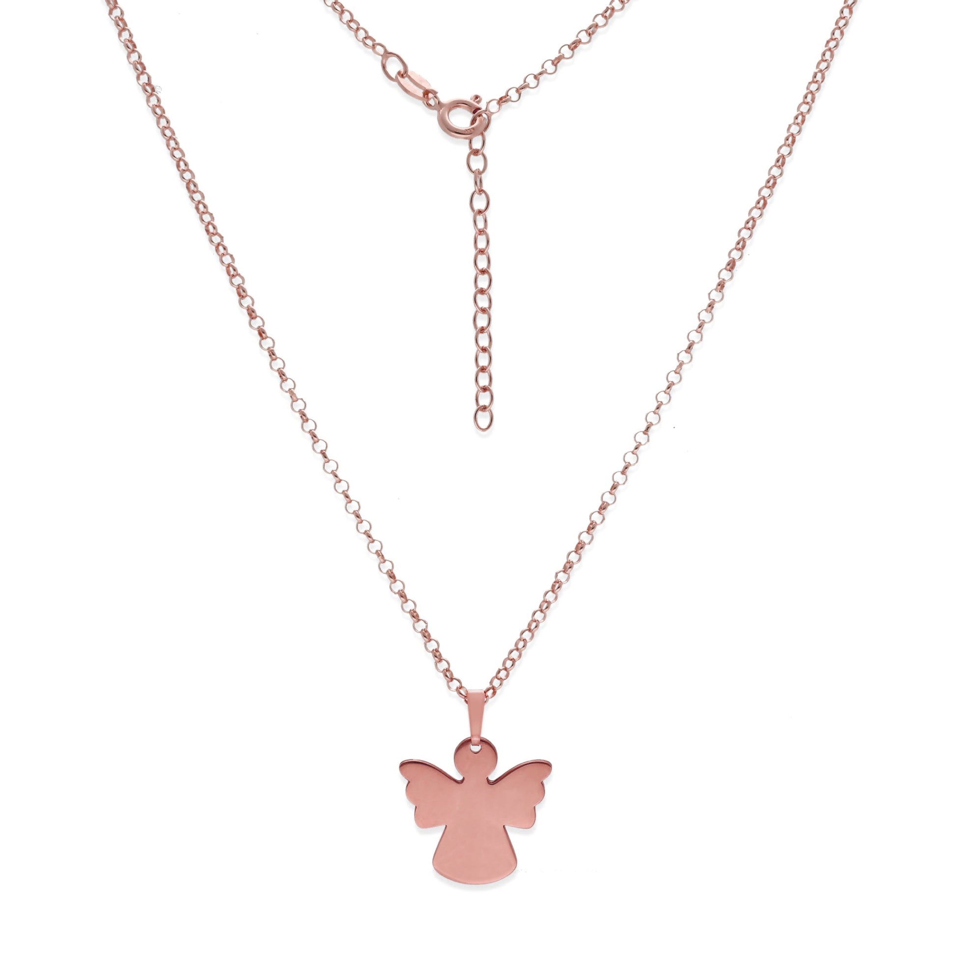 Colgante Ángel Inicial en Plata 925 y Baño Oro rosa 18k