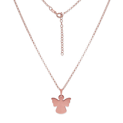 Colgante Ángel Inicial en Plata 925 y Baño Oro rosa 18k