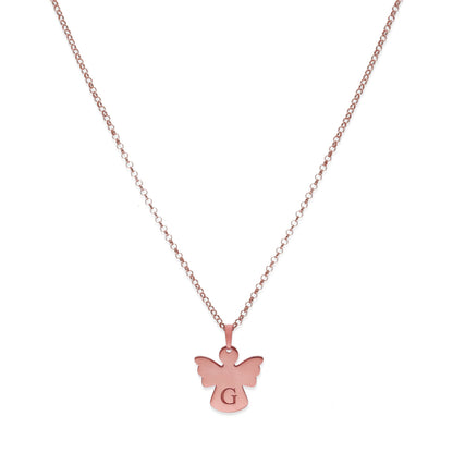 Colgante Ángel Inicial en Plata 925 y Baño Oro rosa 18k