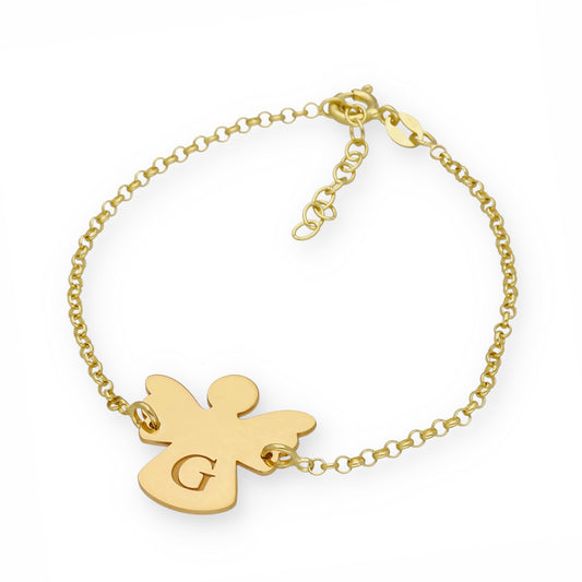 Pulsera Ángel Inicial en Plata de Ley 925 y Baño Oro 18k
