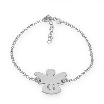 Pulsera Ángel Inicial en Plata de Ley 925 y Baño Oro rosa 18k