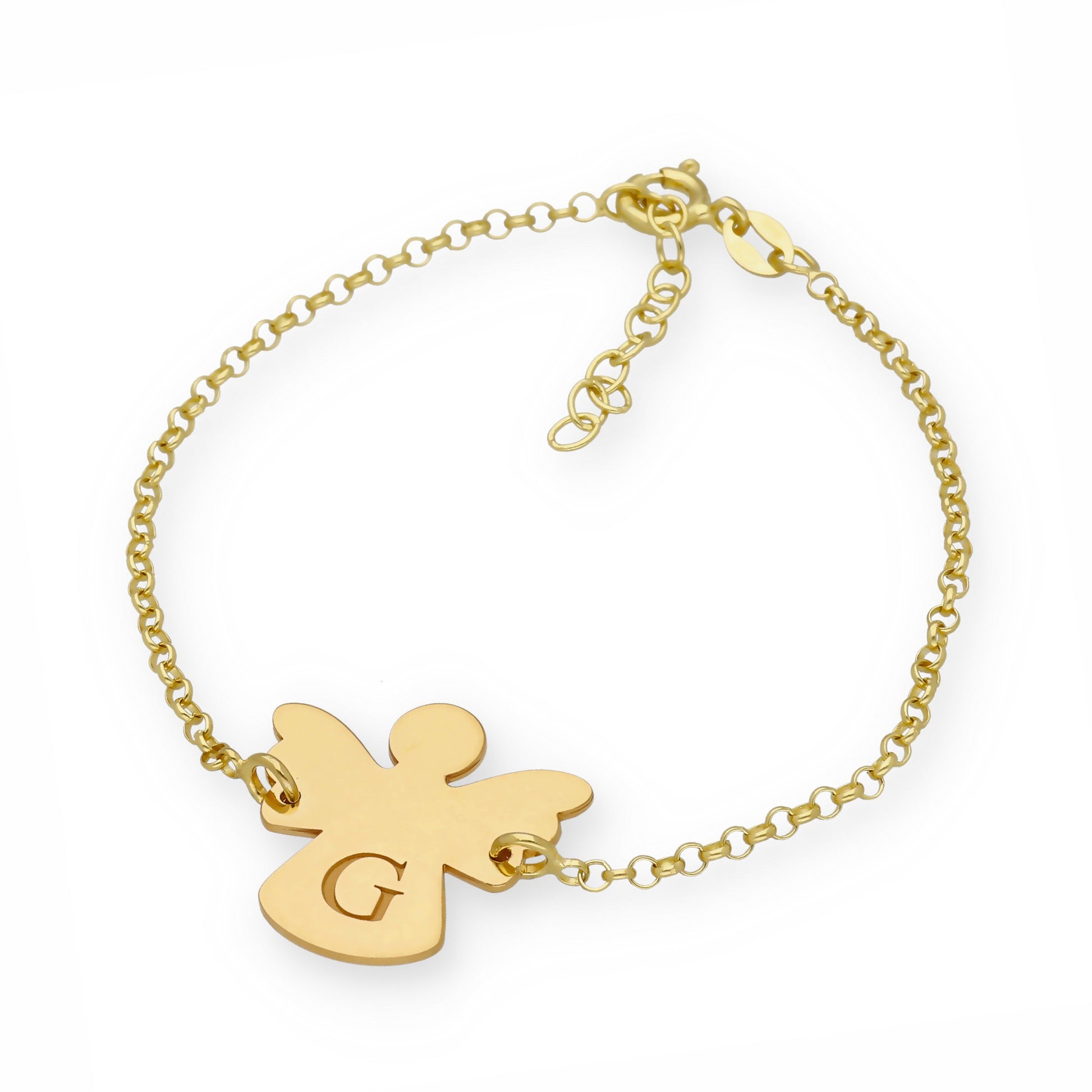 Pulsera Ángel Inicial en Plata de Ley 925 y Baño Oro rosa 18k