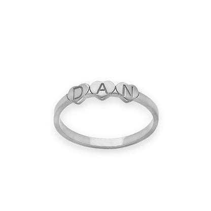 Anillo Dina Corazones letras en Plata 925