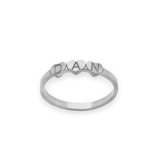 Anillo Dina Corazones letras en Plata 925