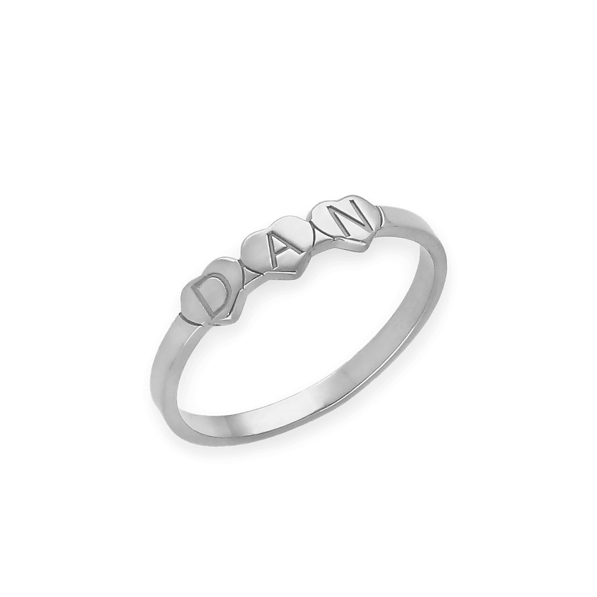 Anillo Dina Corazones letras en Plata 925