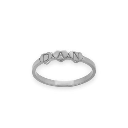 Anillo Dina Corazones letras en Plata 925