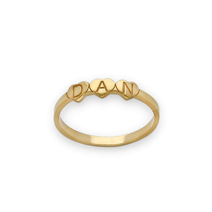 Anillo Dina Corazones letras en Plata 925