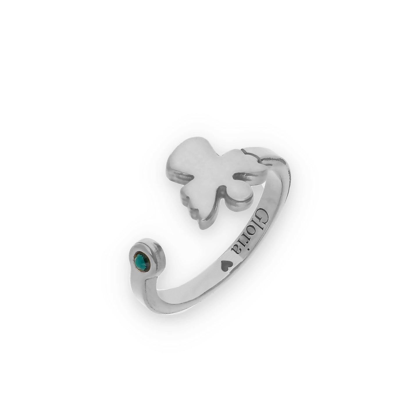 Anillo Ángel Nombre y Piedra Color en Plata de Ley 925