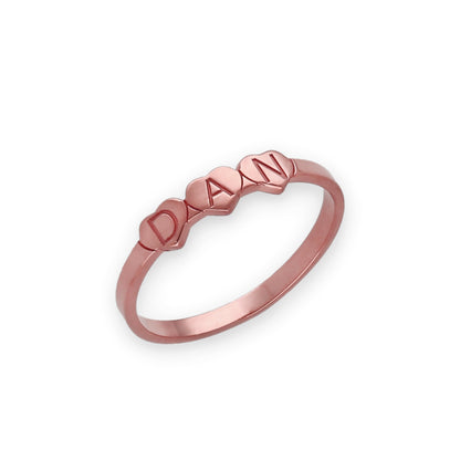 Anillo Dina Corazones letras en Plata 925