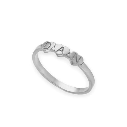 Anillo Dina Corazones letras en Plata 925 con Baño de Oro 18k