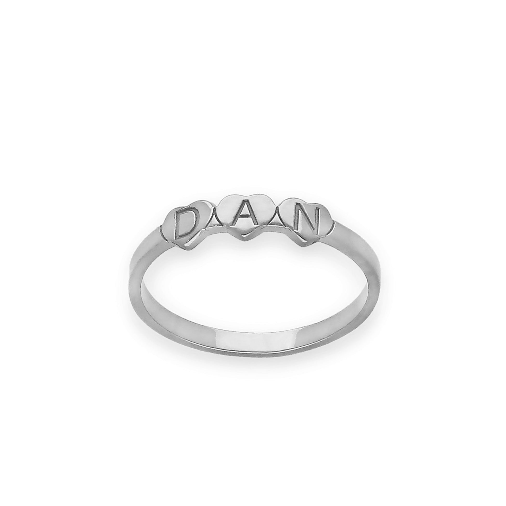 Anillo Dina Corazones letras en Plata 925 con Baño de Oro 18k