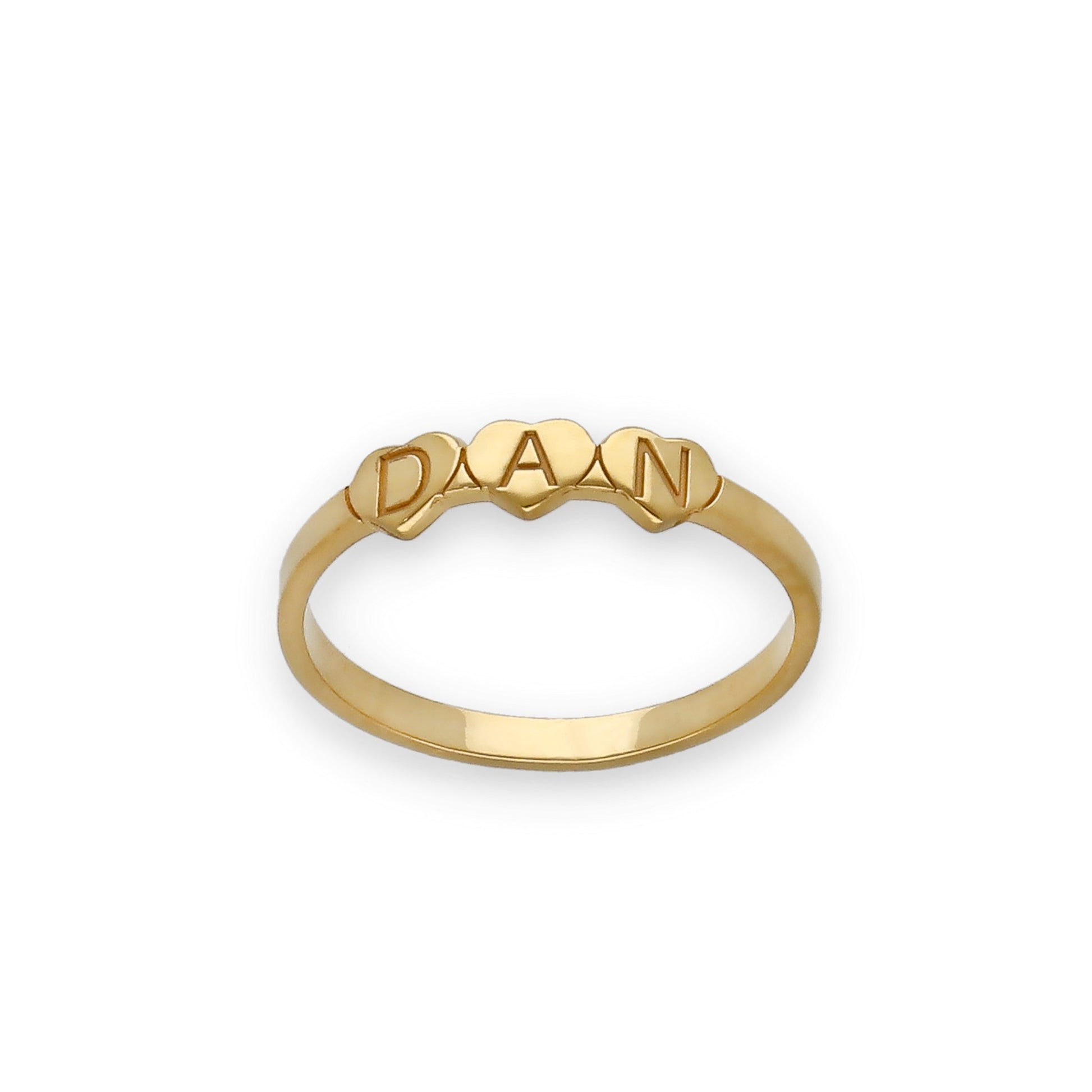 Anillo Dina Corazones letras en Plata 925 con Baño de Oro 18k
