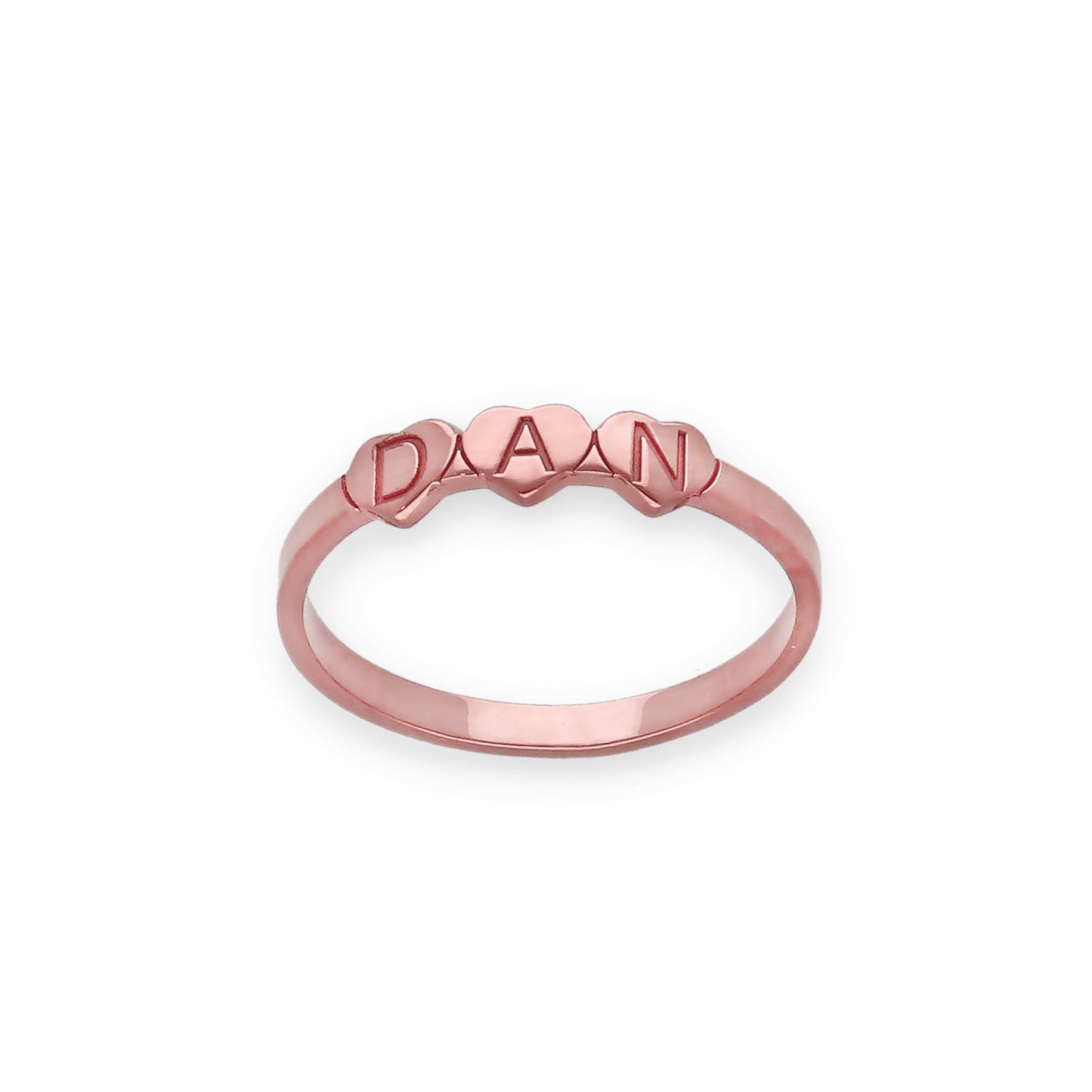 Anillo Dina Corazones letras en Plata 925 con Baño de Oro 18k